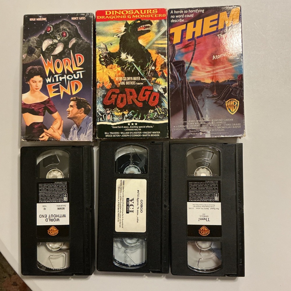 VTG 50s Sci-Fi Monster Movie VHS Lot 9 Tapes Blob MST3K Them Gorgo No Mold - Picture 5 of 5